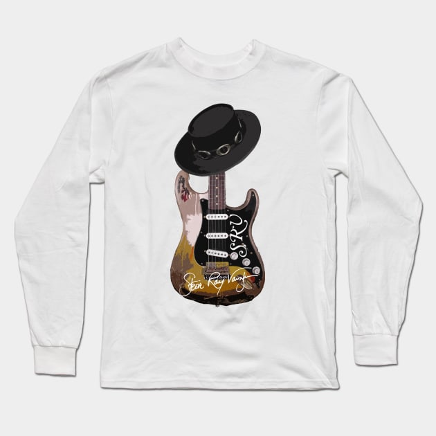 Guitarist Blues Man Vaughan 70s Long Sleeve T-Shirt by Winmanlider